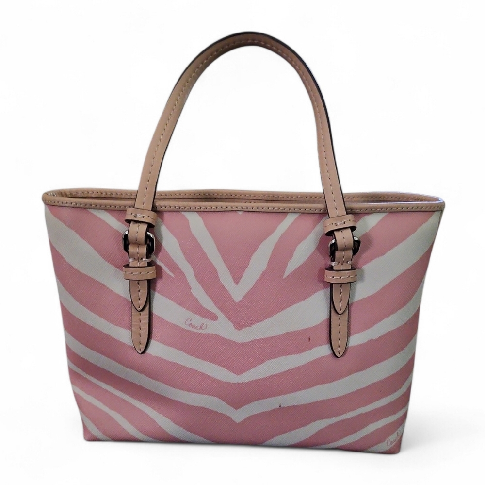 Y2K Vintage Coach Peyton Pink Zebra Print Mini Tote Top Handle - Picture 10 of 16